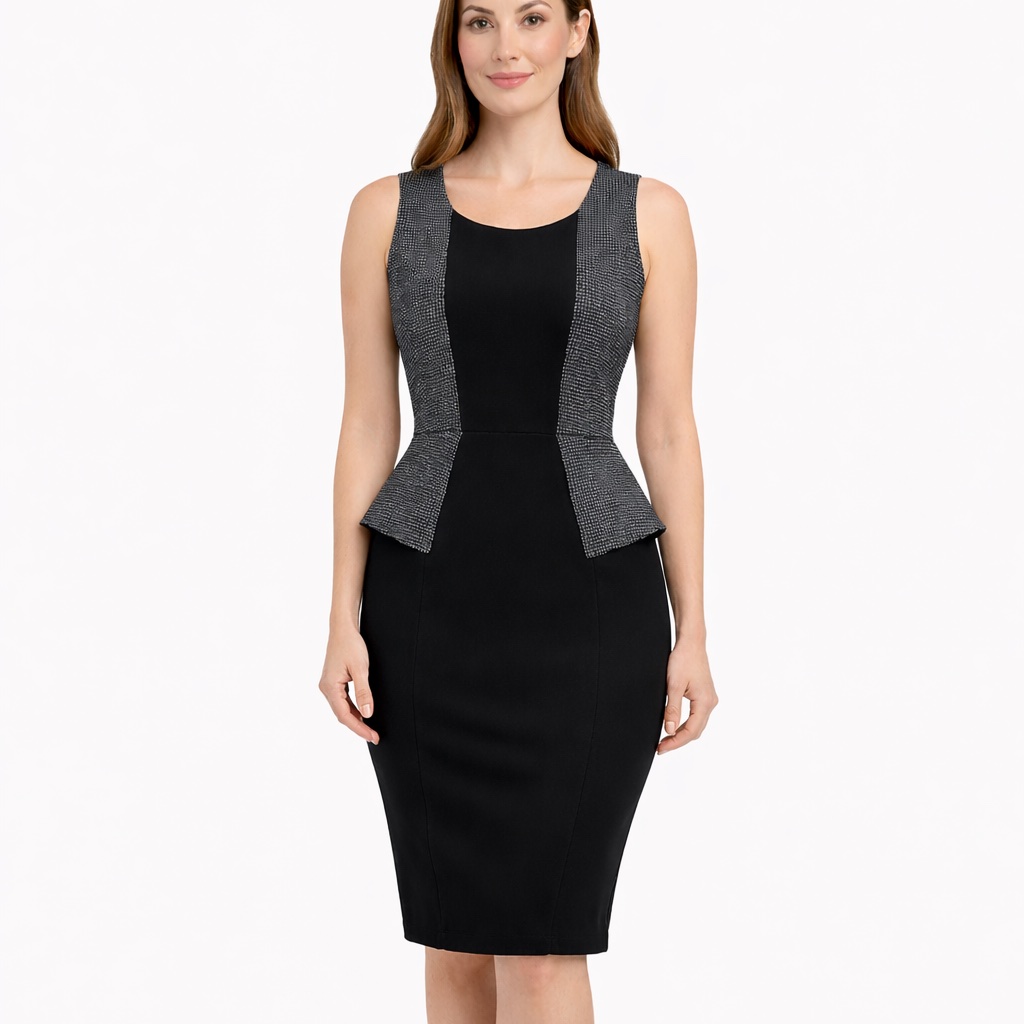 Nwt Xoxo Junior Sleeveless Peplum Dress In Black & White Size 13/14